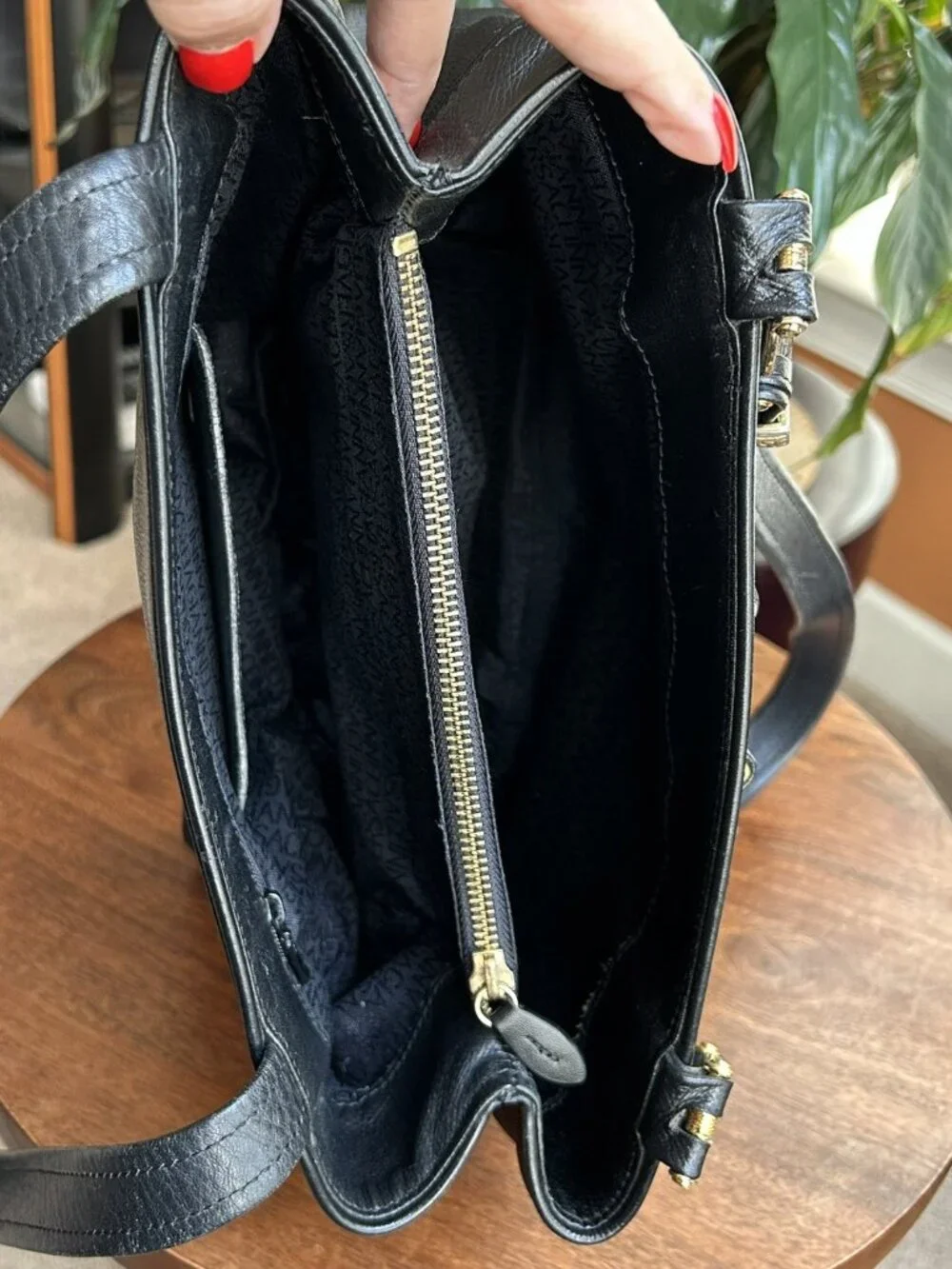 VERSACE Starburst Leather Tote, Black